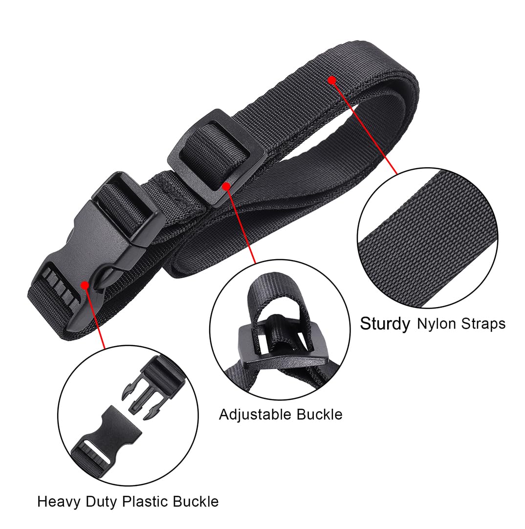 Vigorport Utility Straps 4-Pack – Adjustable Nylon Straps with Quick Release Buckle for Backpack, Travel, Camping – Black 40”