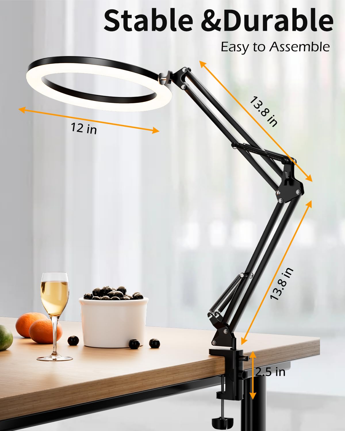 UBeesize 12’’ Ring Light with Overhead Phone Mount, LED Selfie Light with Stand and Phone Holder for iPhone and Laptop, Desk Light for Video