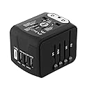 Universal Travel Adapter,All in One Universal Power Adapter for 150 Countries 4usb+Type C (Black)