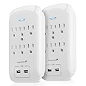 Fosmon 6 Outlet Surge Protector 1200 Joules with 2 USB Ports Charger (3.1A), Multi Plug Outlet Extender 1875 Watt, 3-Prong Grounded Wall Tap Adapter