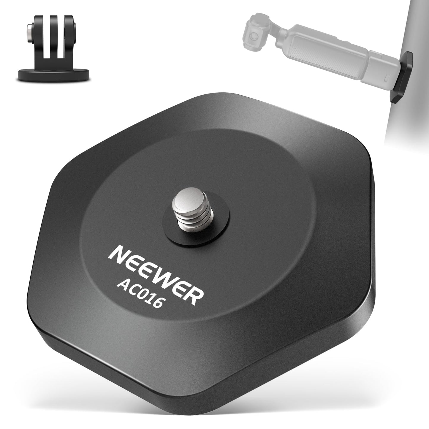 Neewer Magnetic Camera Mount Base Compatible with DJI Osmo Pocket 3 Insta360 X4/3/GO 3S/3, Strong Magnetic Stand Quick Release Base Mount with 1/4"