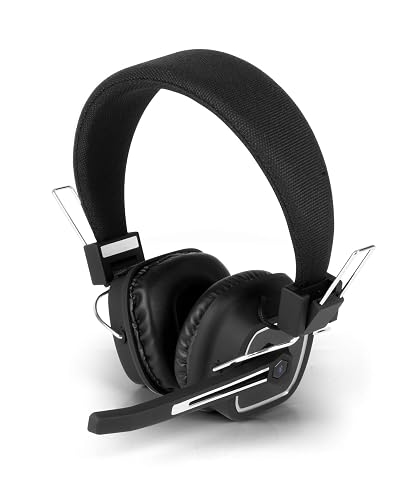 Aluratek Bluetooth 5.0 Wireless Stereo Headset - Over-Ear Headphones, Boom Microphone, Long Battery Life for Phone Calls, Music, Compatible with PC