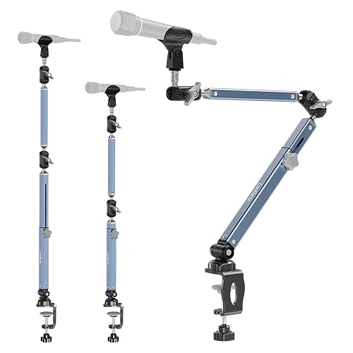 Microphone Boom Arm 360° Rotatable Foldable Adjustable Desk Mic Stand Desk Mount Sturdy Aluminum Alloy for Podcast Video Gaming Meeting Studio