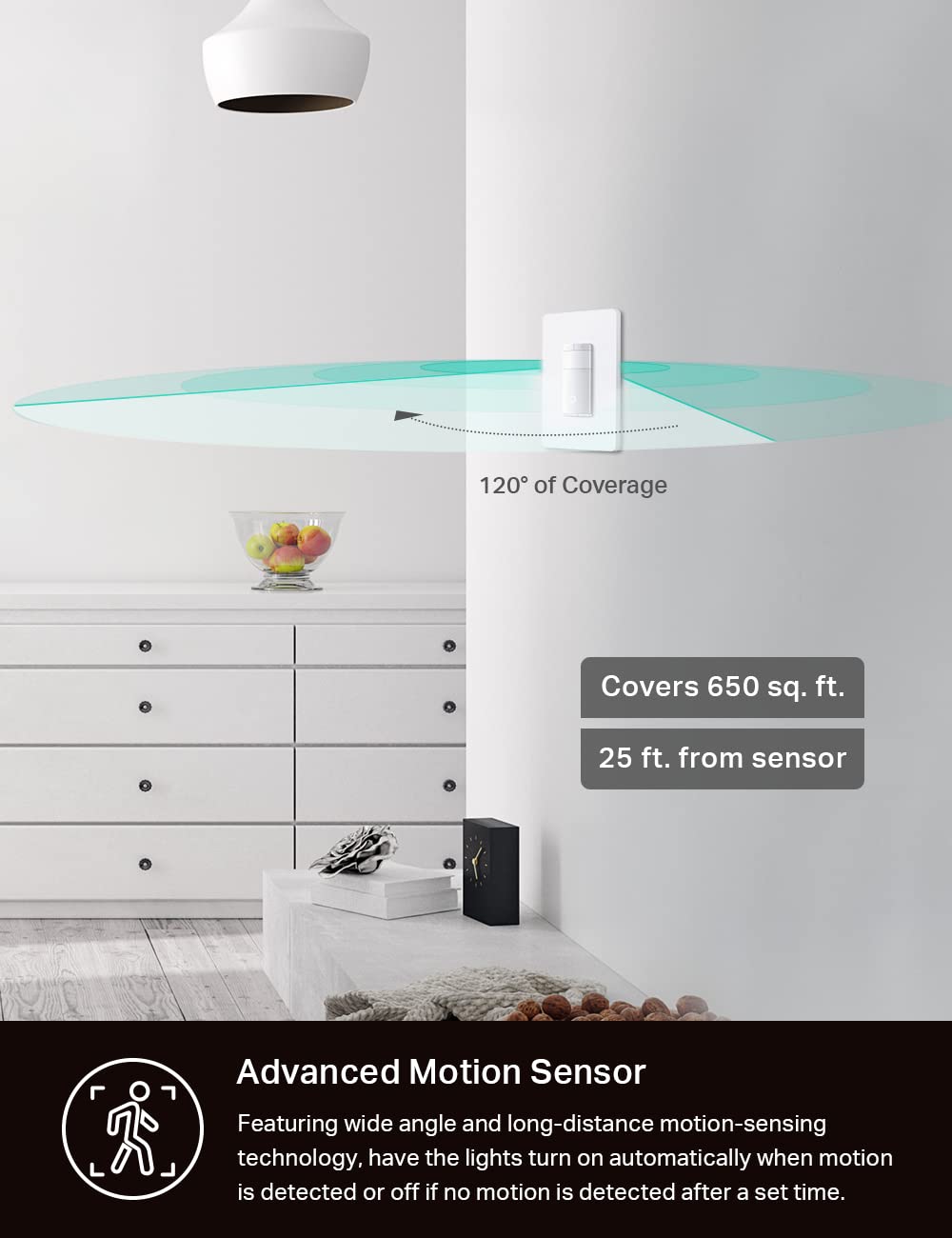 Kasa Smart Motion Sensor Switch, Dimmer Light Switch, Single Pole, Needs Neutral Wire, 2.4GHz Wi-Fi, Compatible with Alexa & Google Assistant, UL