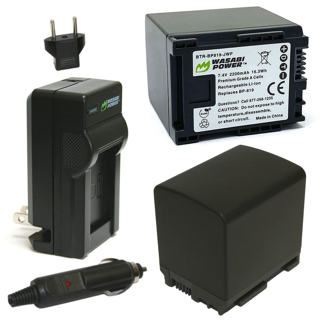 Wasabi Power Battery and Charger Kit for Canon BP-819, VIXIA HF10, HF11, HF20, HF21, HF100, HF200, HF G10, HF M30, HF M31, HF M32, HF M40, HF M41, HF