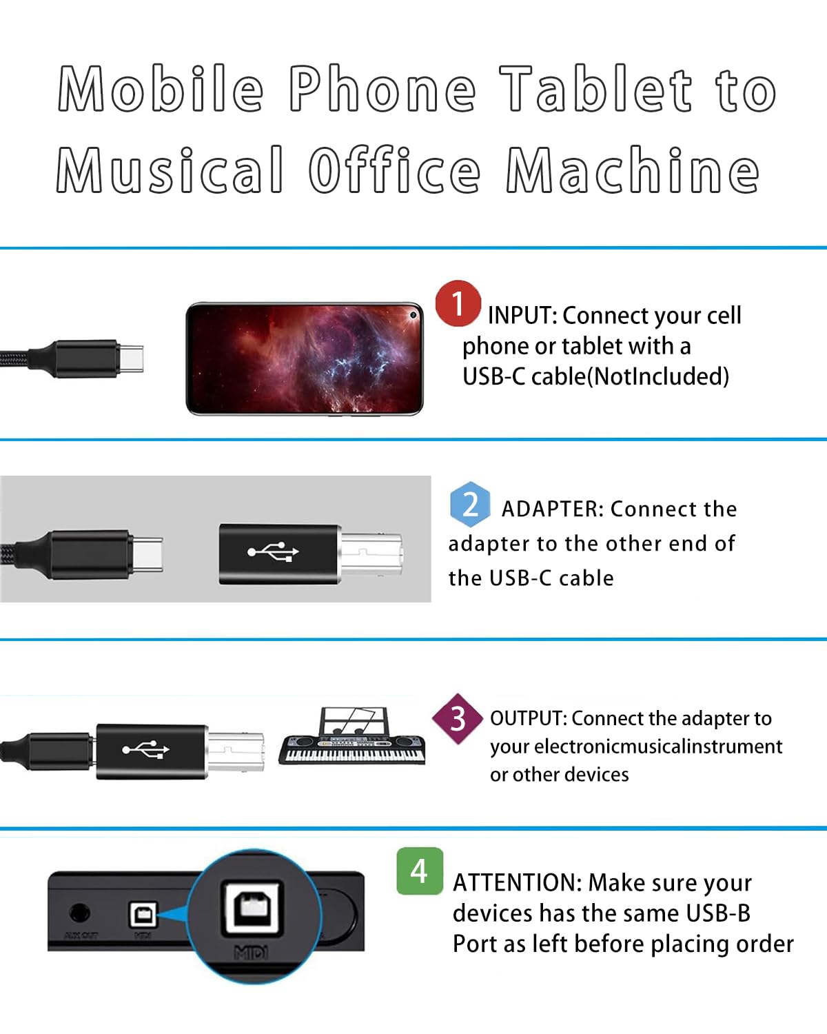 ShineeKee 8 Pack USB C to USB B Adapter, Type C Female to USB Printer Male, Supports Data Sync, Compatible with Scanner, Printer, Server, Camera
