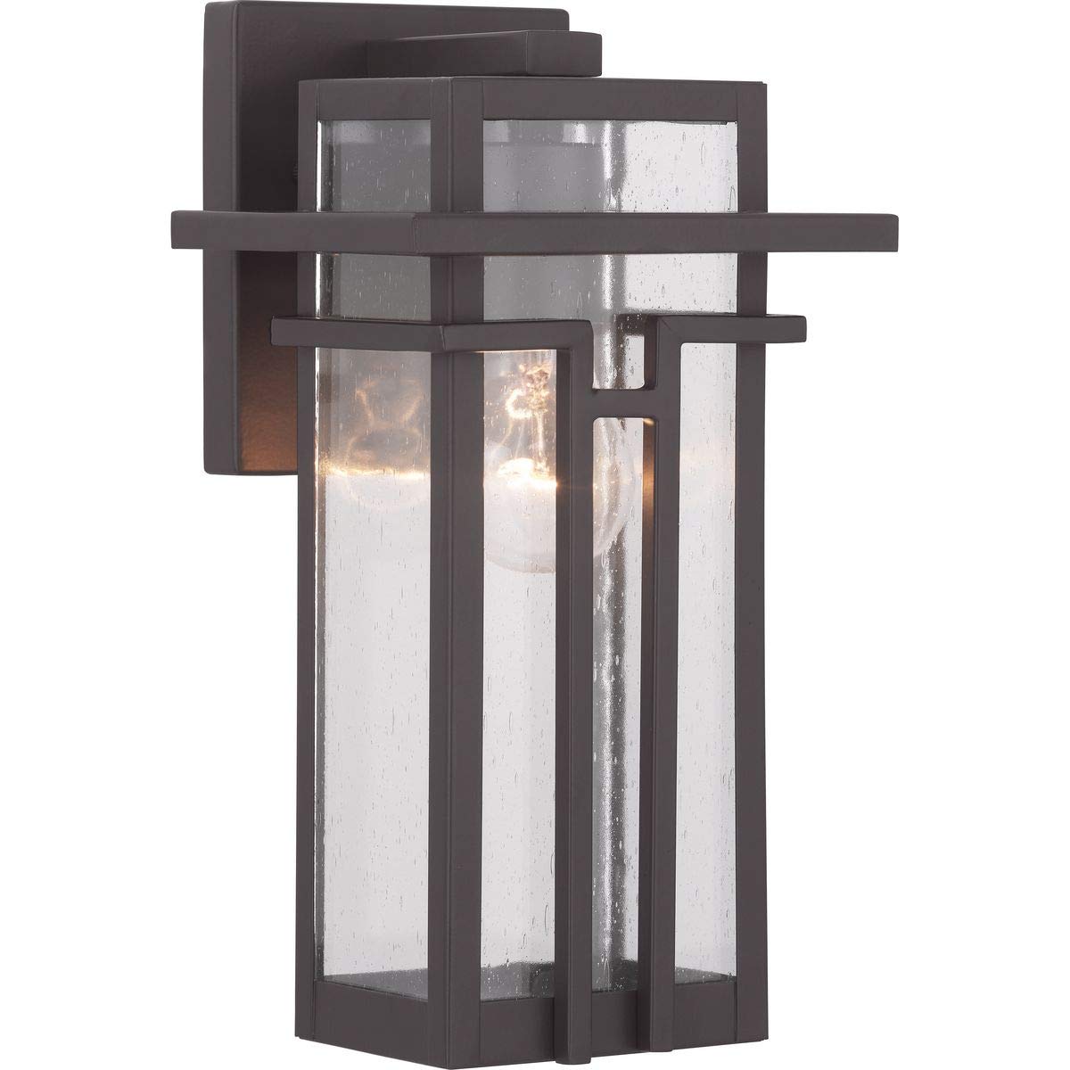 Progress Lighting Boxwood Collection 1-Light Clear Seeded Glass Craftsman Outdoor Small Wall Lantern Light Antique Bronze, 11.75x6.25x6.25