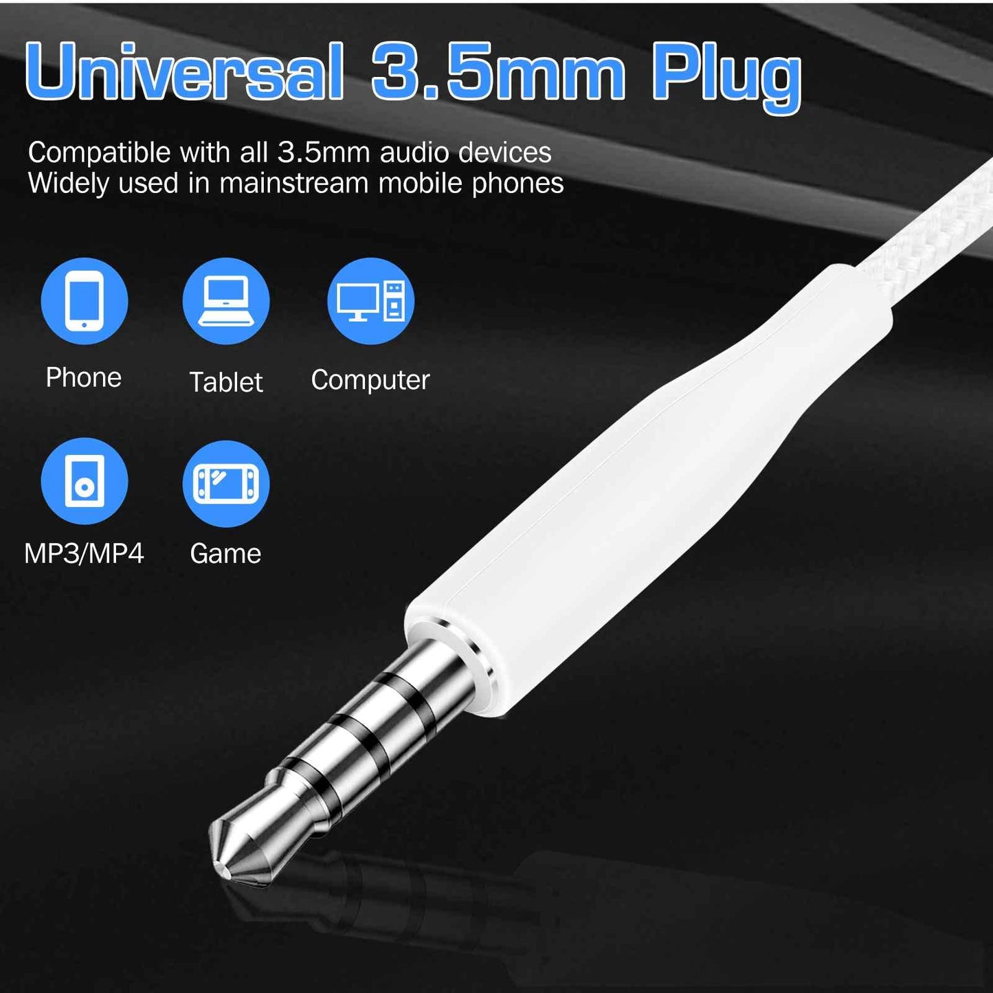 Wired 3.5MM Jack Durable Earphones Earbuds w Microphone and Volume Control, Deep Bass Clear Sound Noise Isolating in Ear Headphones, Compatible…