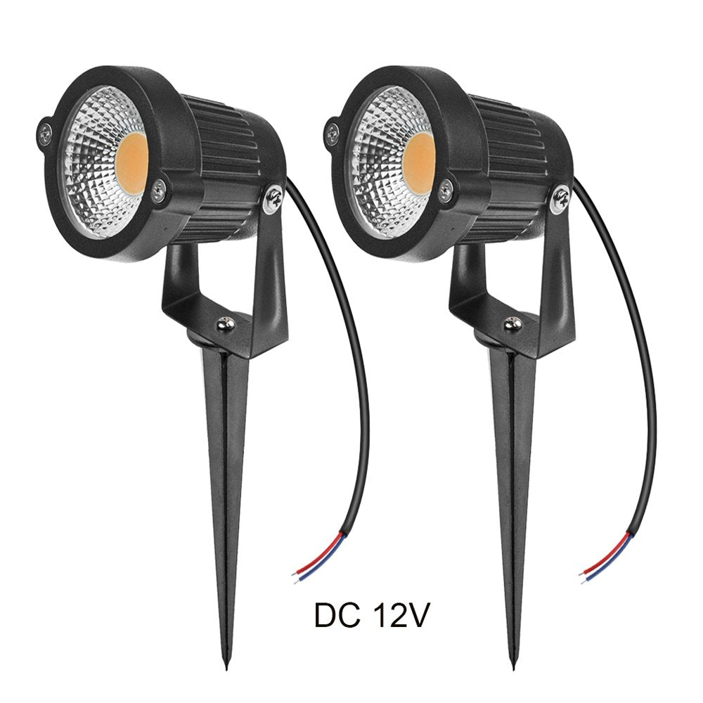 LemonBest® High Power Outdoor Decorative Lamp Lighting 5W COB LED Landscape Garden Wall Yard Path Light Warm Cool White DC 12V w/Spiked Stand, Pack