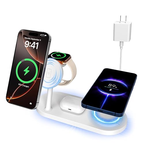 Dual Magnetic Phone Wireless Charger, 30W 4 in 1 Charging Station for Apple Devices, Charging Stand for iPhone 17/16/15/14/13/12 Series, Support
