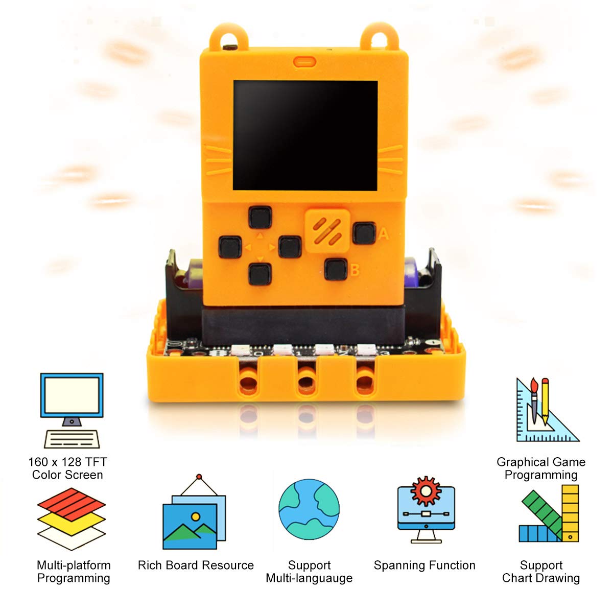 KittenBot Meowbit Card-Sized Retro Game Computer Codable Console for Microsoft Makecode Arcade & Python Video Game Compatible Micro:bit Expansion