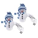 Uonlytech 2pcs LED Christmas Lights Light Up Snowman Ornaments with Hat USB Charging RGB Color Changing Night Light Christmas Table Centerpiece