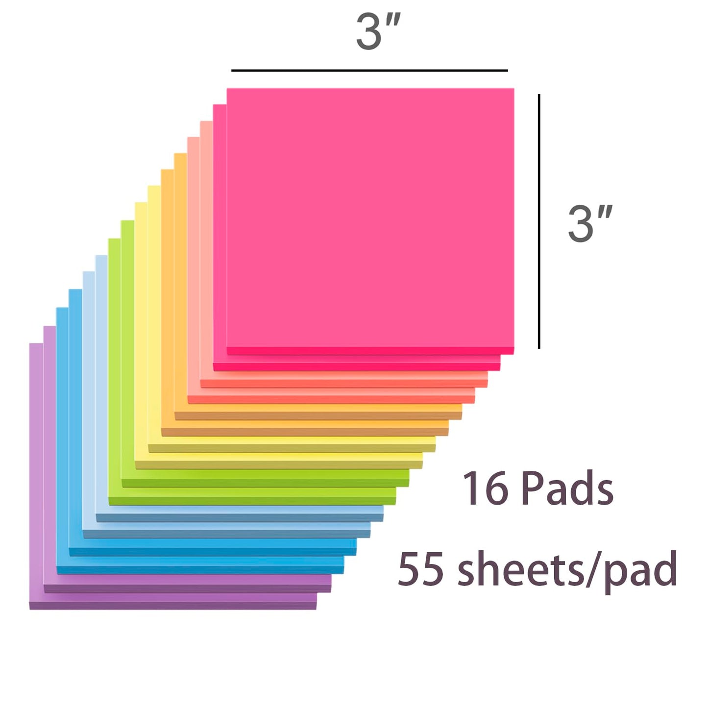 (16 Pack) Sticky Notes 3x3, Self-Stick Pads Bright Colors Sticky Note