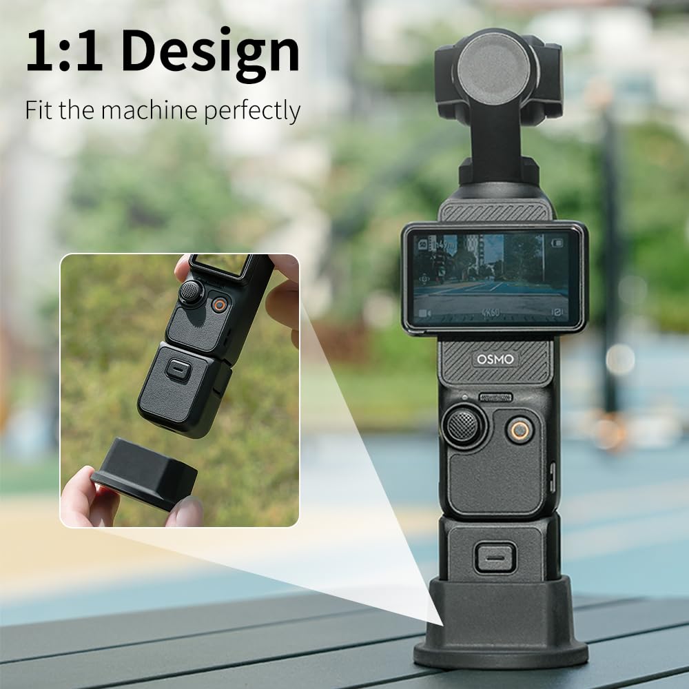 Black Silicone Non-Slip Desktop Mount Compatible for DJI Osmo Pocket 3, Silicone Base Gimbal Adapter Stabilizer with a Portable Charging Opening