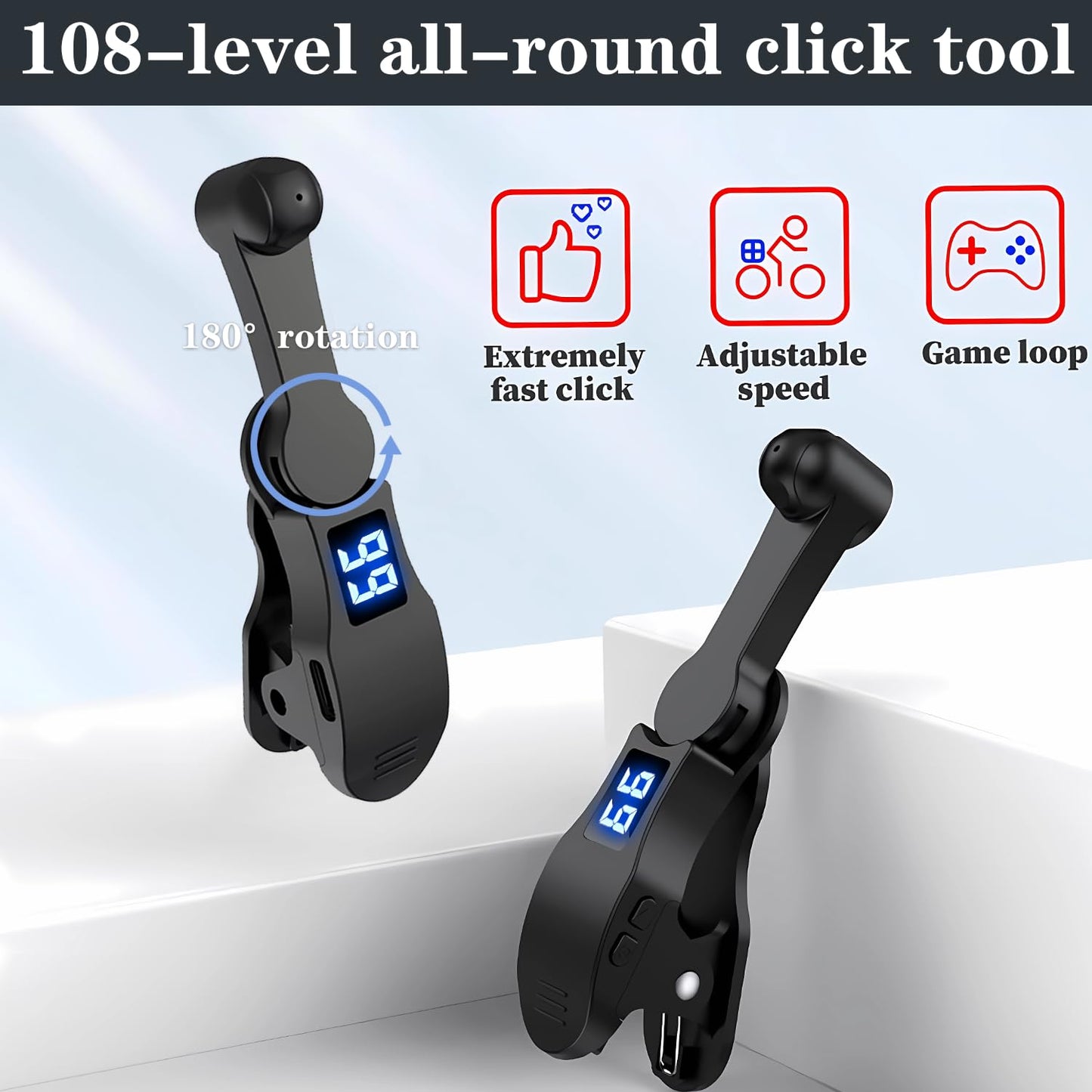 Auto Clicker for Smart Phone, Phone Screen Tapper for Phone Apps Video Live Streaming Gadget Fast Click Simulation Finger Continuous Click for Live