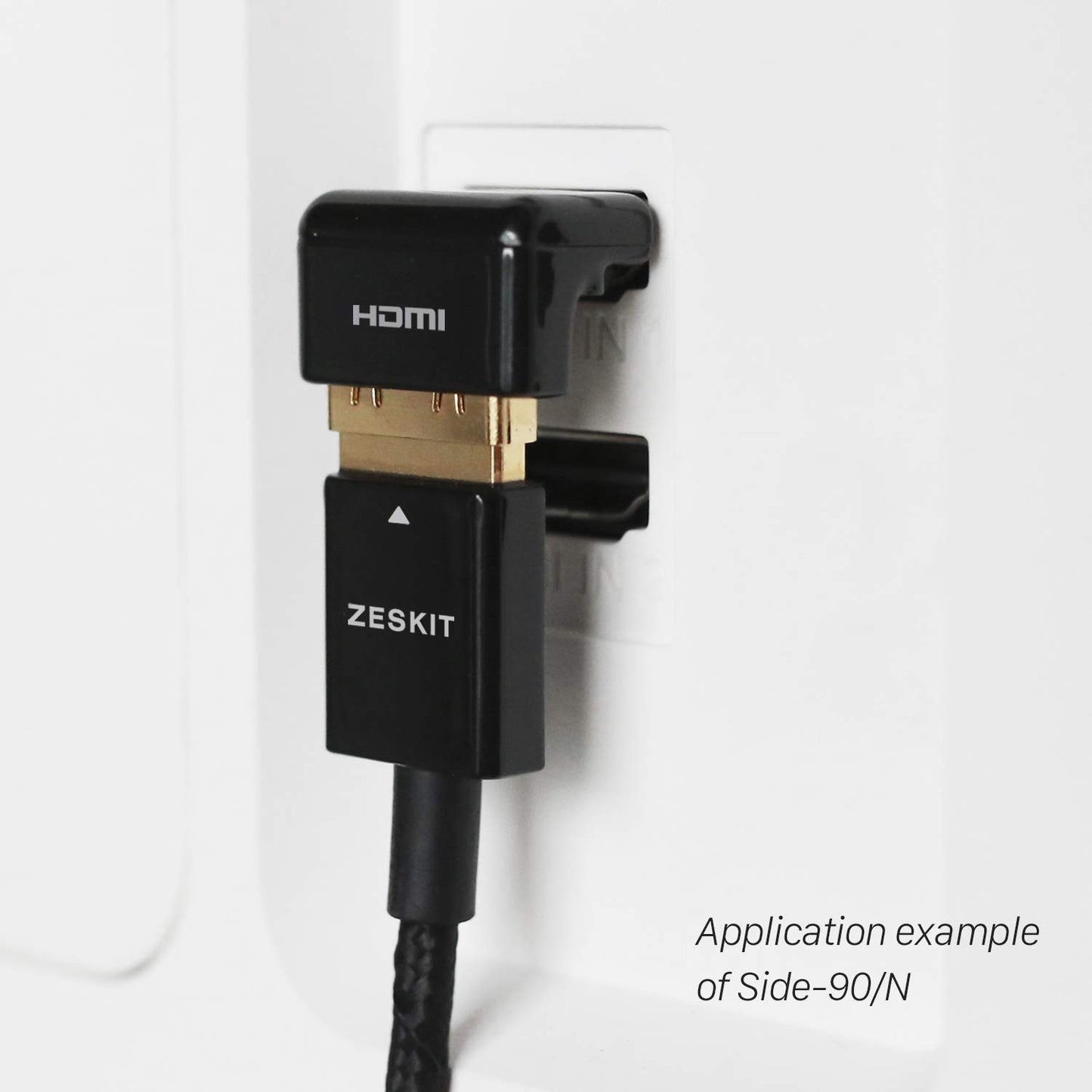 Zeskit HDMI Adapter Male to Female Right Angle, Zinc Alloy Full Shielding 24K Gold Plated Connectors (SIDE-90/N)