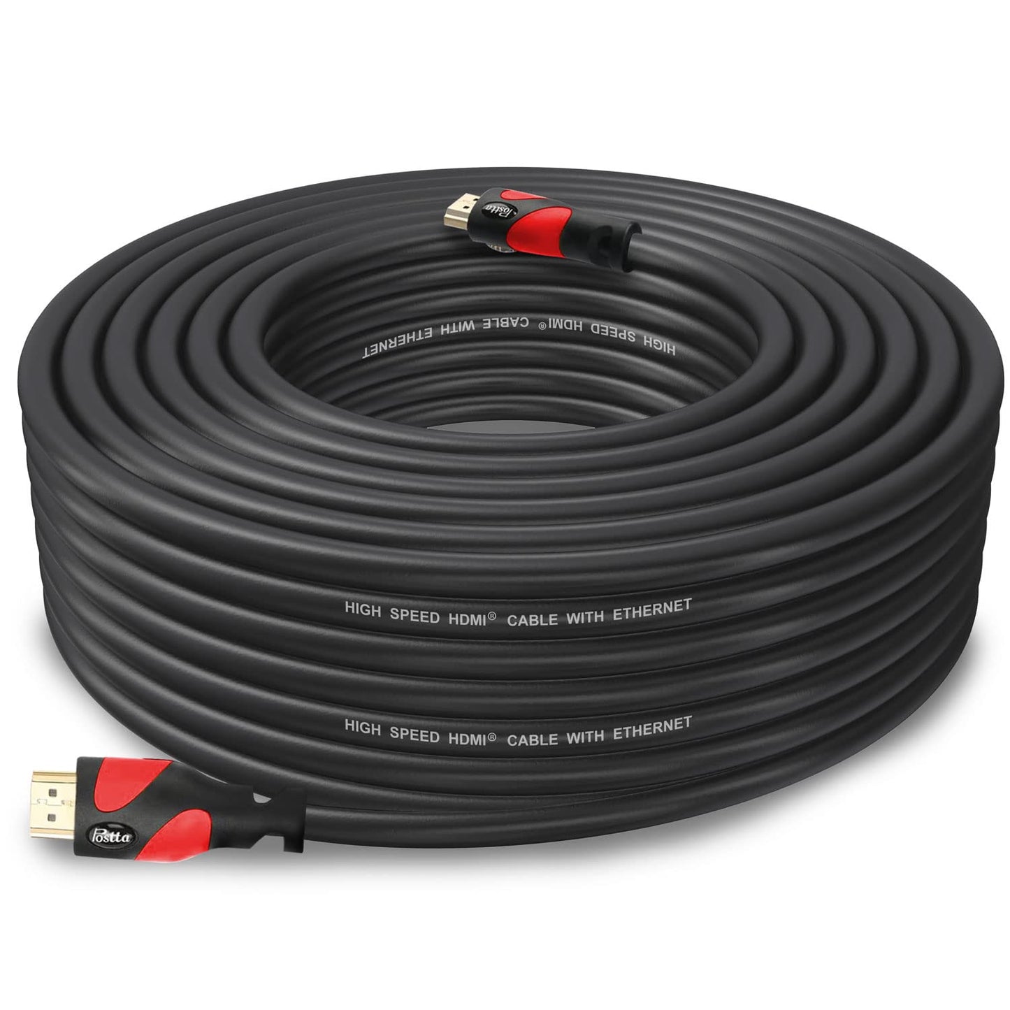 Postta HDMI Cable(50 Feet Red) HDMI 2.0V Support 4K 2160P,1080P,3D,Audio Return and Ethernet - 1 Pack