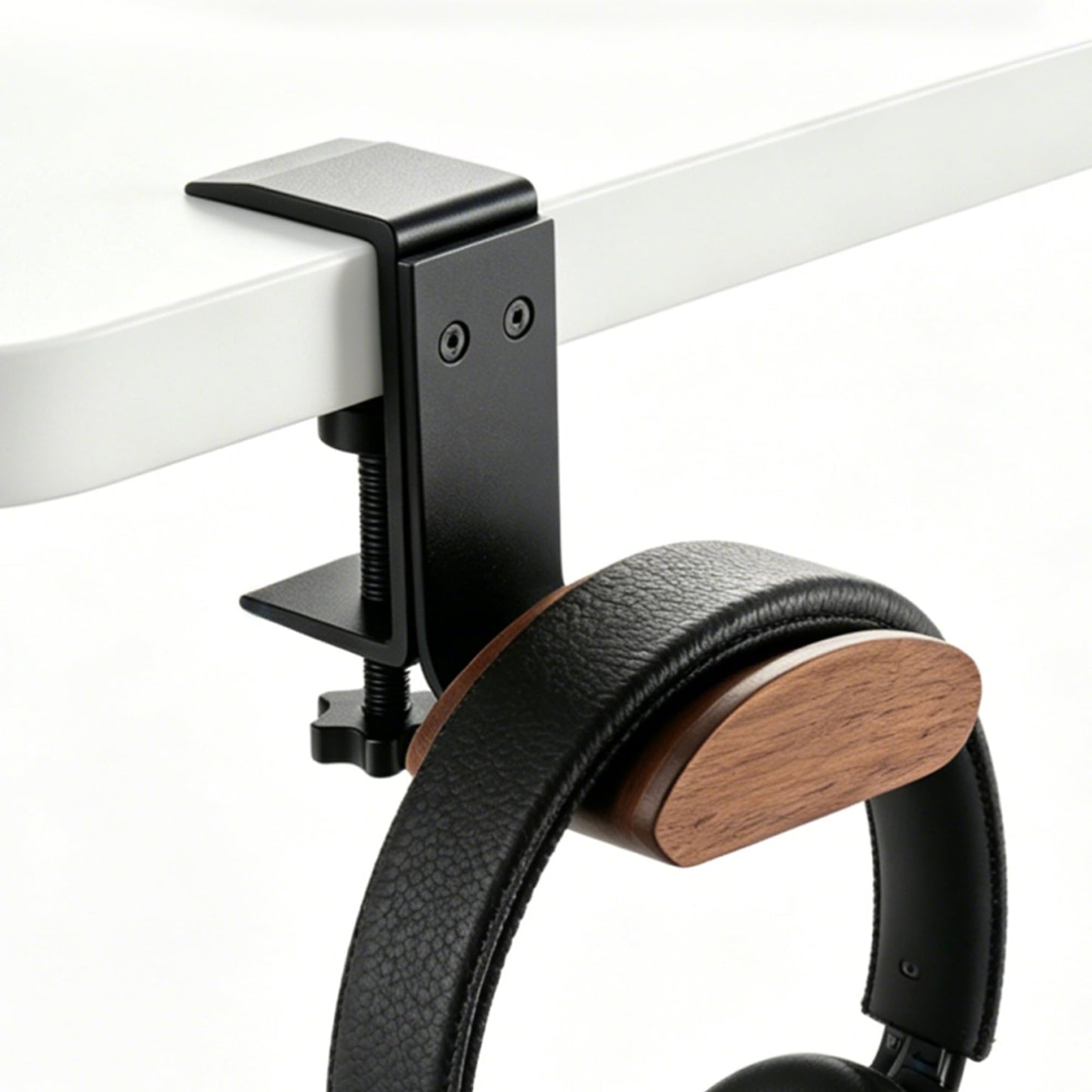 Miruchertter Headphone Holder Walnut Wood & Solid Metal Headset Hanger Stand for Desk Adjustable Design Ideal Headphone Stand for All Headphone Sizes