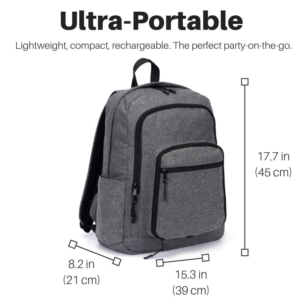 Super Real Business Bluetooth Speaker Backpack with 20-Watt Speakers & Subwoofer for Parties/Festivals/Beach. Rechargeable, Works with iPhone