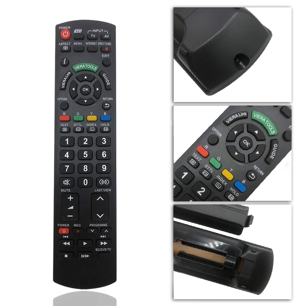 Universal Remote Control for Panasonic TV Remote Control Works for All Panasonic Plasma Viera HDTV 3D LCD LED TV/DVD Player/AV Receiver - No Program