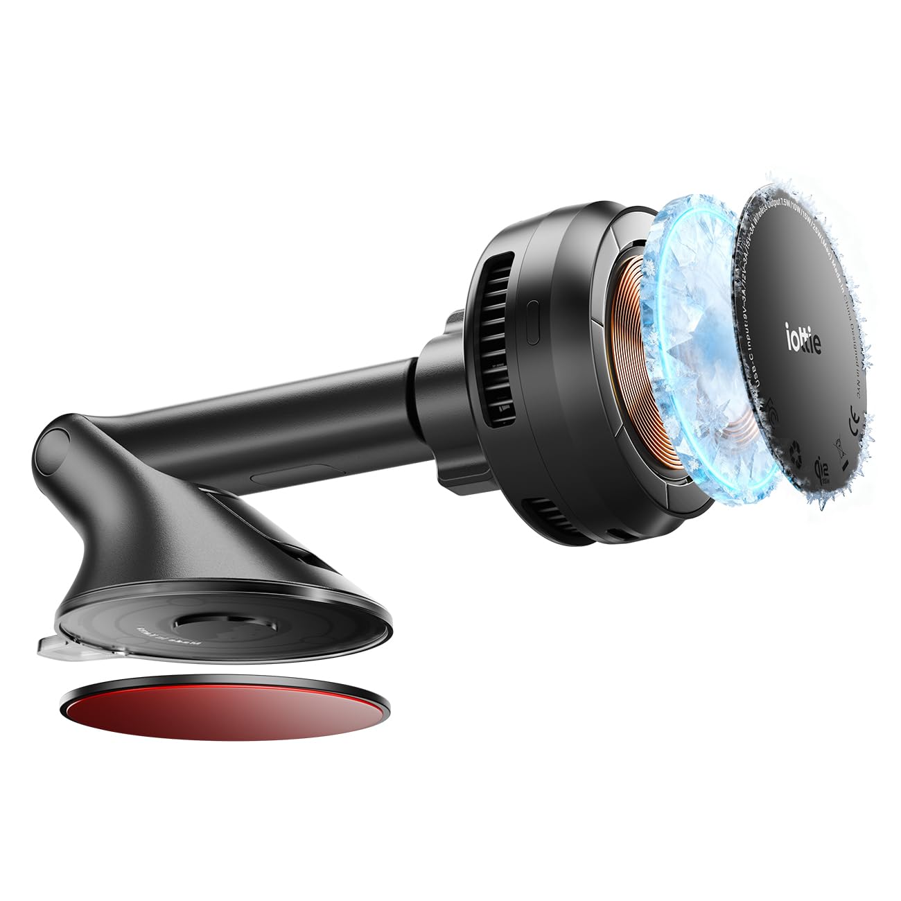 iOttie Velox Pro Qi2.2 25W Fast Charging Magnetic Wireless Car Charger, Dash & Windshield Mount, Built-in Fan Cooling, for iPhone 12/13/14/15/16/17