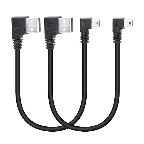 Maixbomr Short Mini USB Charging Cable 9inch, 90 Degree USB 2.0 A Male to Mini USB Right Angle Male Data Sync and Charge Cable, for Dash Cam