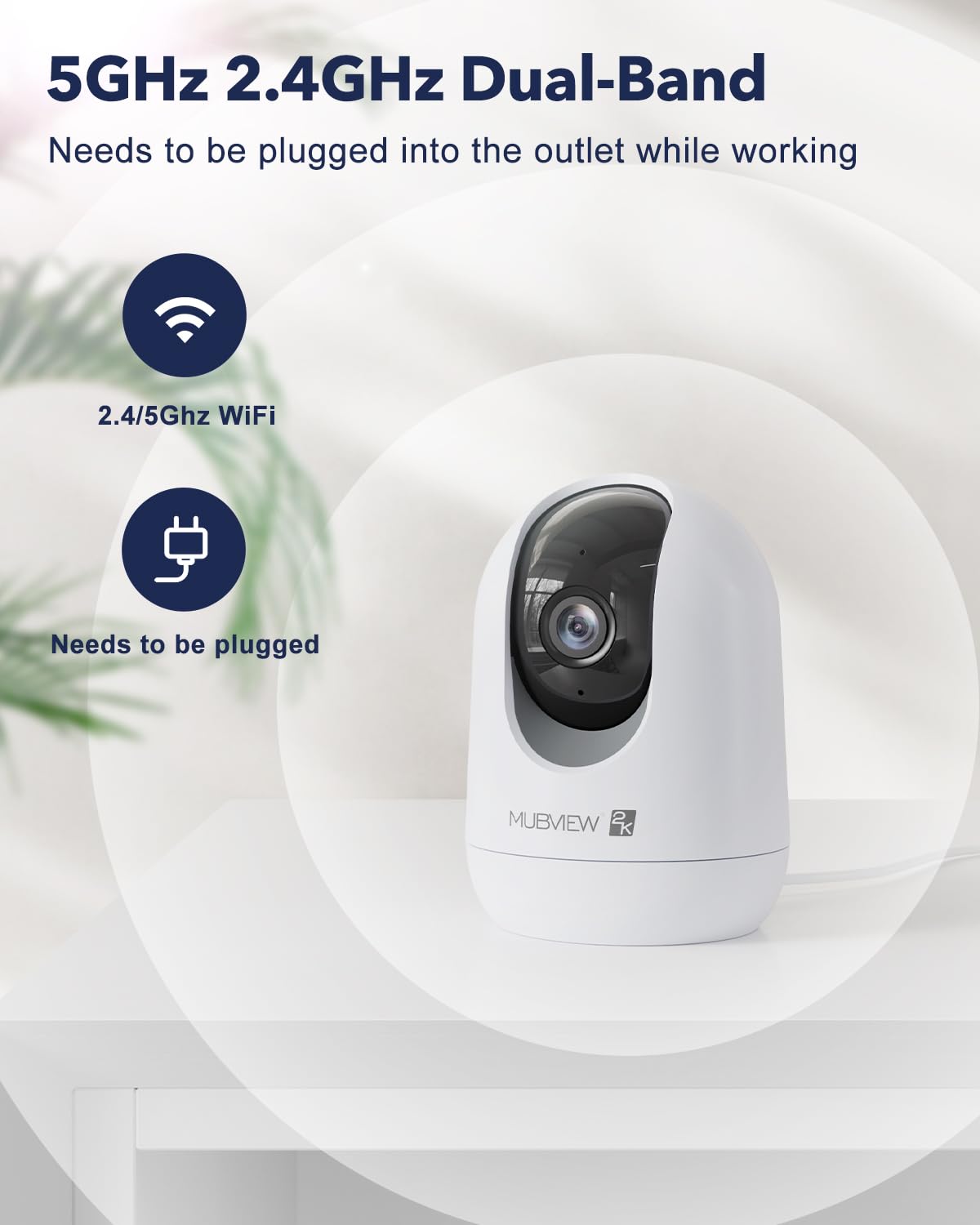 Indoor Security Camera 2K, Pet Camera with Phone App, WiFi Cameras for Home Security Camera for Dog/ Baby Monitor/Elder Pan Tilt, 5/2.4GHz, 24/7