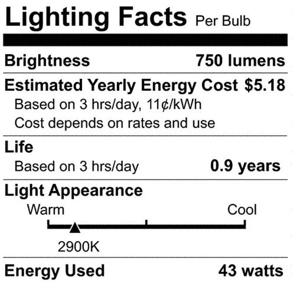 Satco 02447 - 43EFF/HAL/120V/E26 CARD S2447 Decorative Halogen Light Bulb2