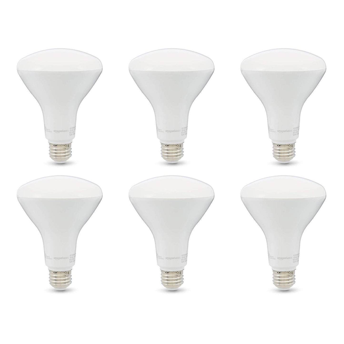 Amazon Basics BR30 LED Light Bulbs, 65W Equivalent, 11W Energy Efficient, E26 Standard Base, Soft White 2700K, Dimmable, 10,000 Hour Lifetime, 6-Pack
