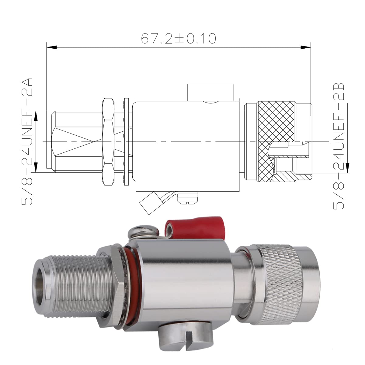 RFiotasy N Type Lightning Arrestor 0 to 6 GHz (N-Male/N-Female) 50ohm Pack 2