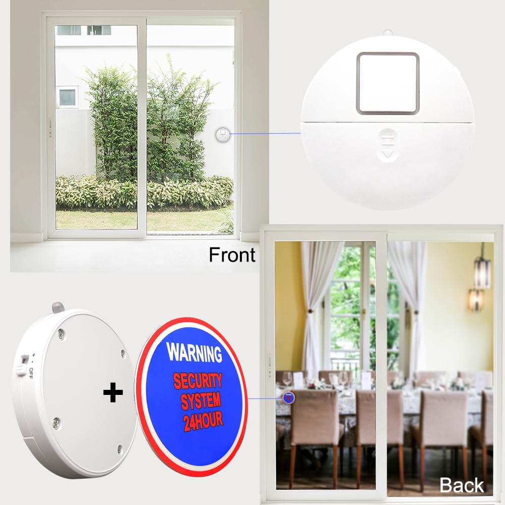 EVA LOGIK Modern Ultra-Thin Window Alarm with Loud 120dB Sound and Vibration Sensors Compatible with Virtually Any Window, Glass Break Alarm Perfect