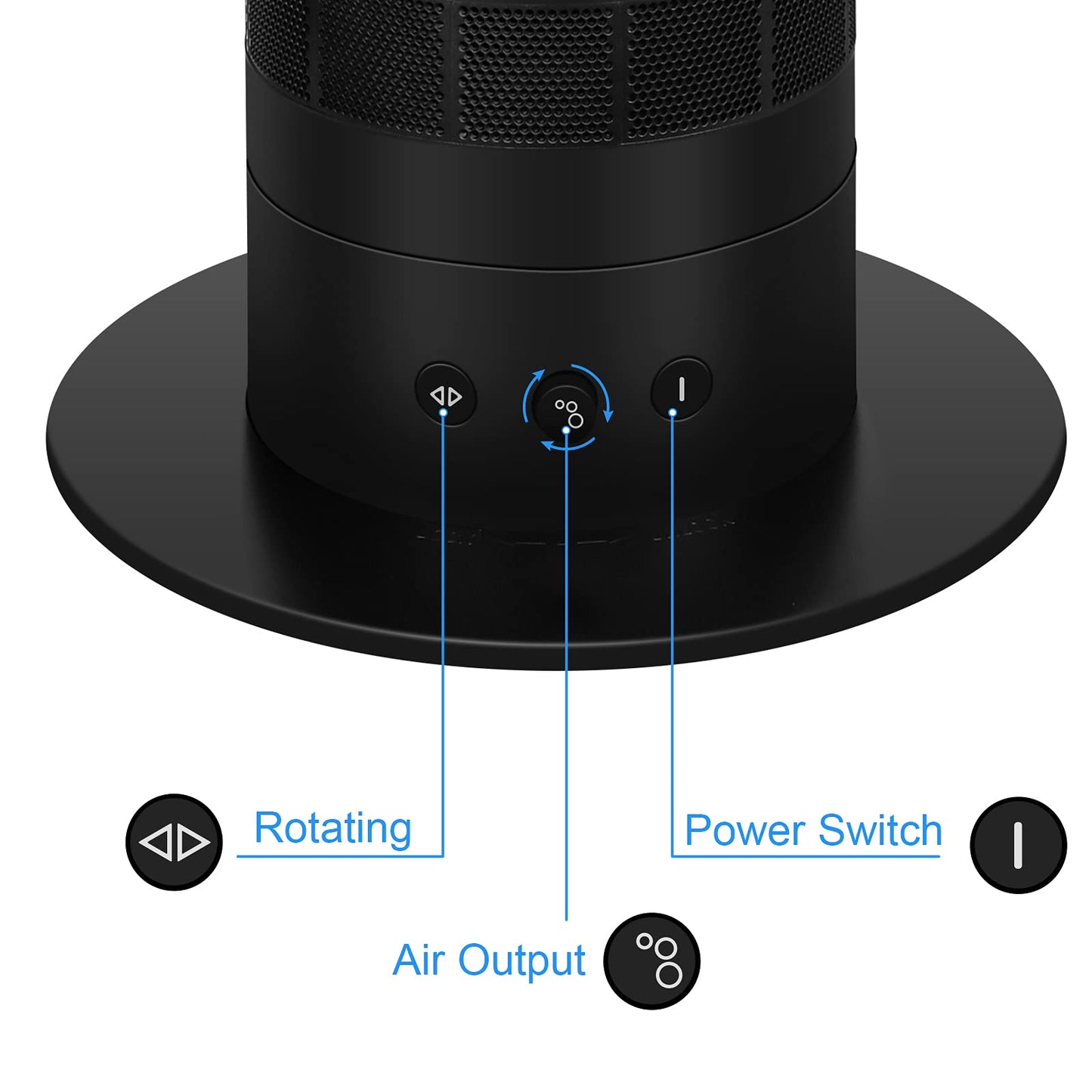 HealSmart 27 Inch Bladeless Tower Fan with Timing Closure and Remote Control, Low Noise Air Circulator Floor Fan for Home and Office Use, Adjustable