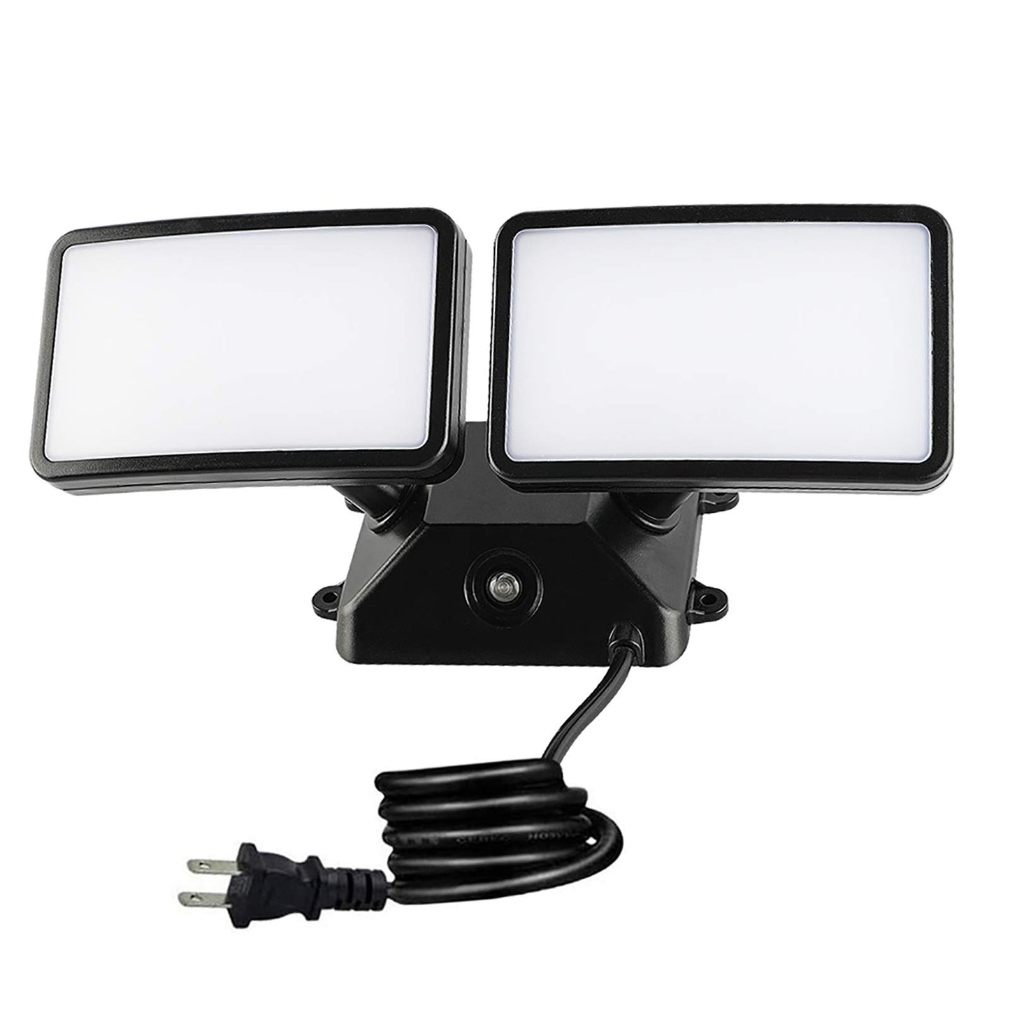 FAGUANGAO Dusk to Dawn LED Security Light,18W Plug in Flood Light Outdoor,5000k Daylight,1600lm, IP55 Waterproof,Adjustable 2 Heads Wall Light