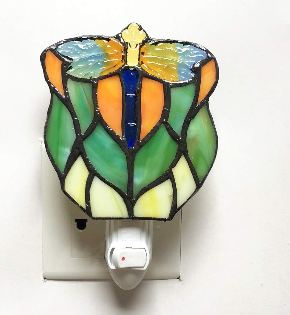 Tiffany Multicolored Glass Dragonfly Night Light HMJ7003 Lamp