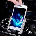 SUNCARACCL Bling Car Phone Holder Mini Dash Air Vent Automatic Phone Mount Universal 360°Adjustable Crystal for Women and Girls (White)
