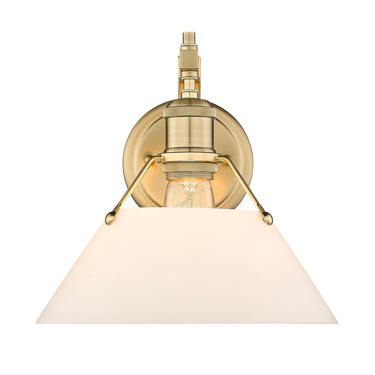 Golden Lighting Yep Orwell 1-Light Wall Sconce in Brushed Champagne Brass and Opal Glass