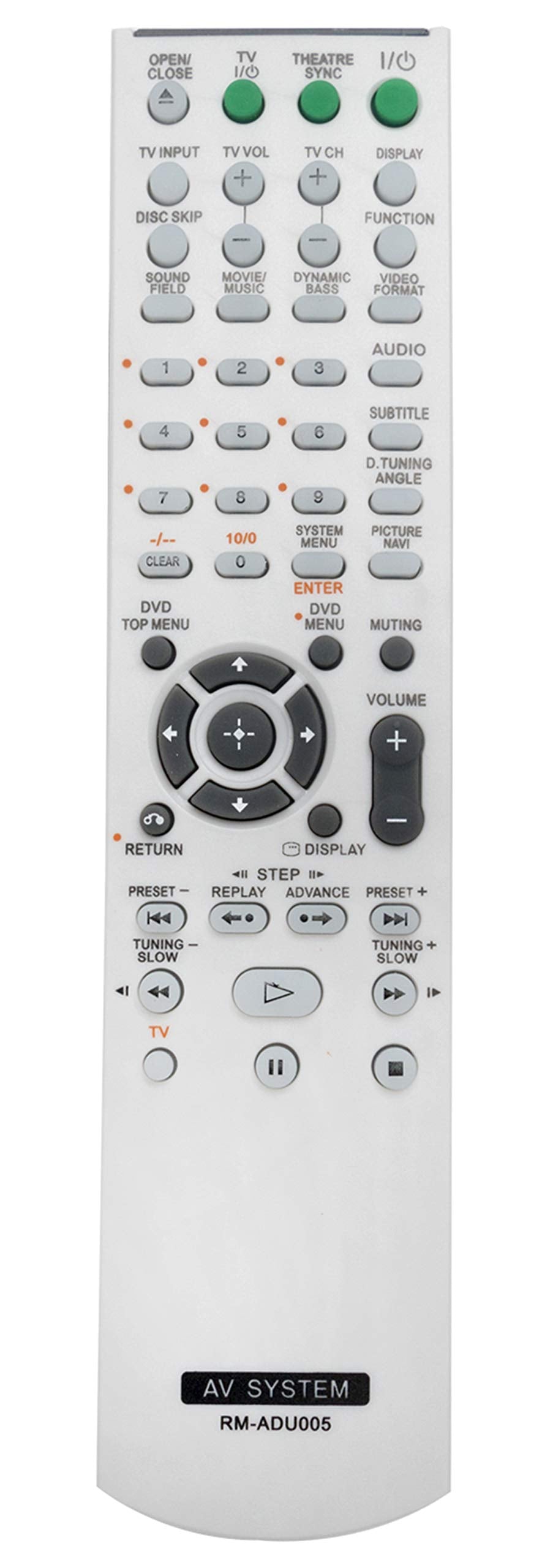 New RM-ADU005 Replace AV System Remote fit for Sony DAV-DZ630 HCD-DZ630 DAV-HDX265 HCD-HDX265 HCD-DZ231 DAV-HDZ235 HCD-HDZ235 DAV-DZ30 DAV-DZ530 DVD