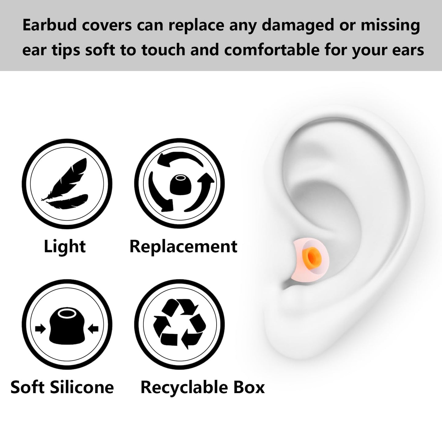 MMYQXI Earbud Replacement Tips Silicone Earbud Tips Earbud Covers Fit for in-Ear Headphones (Inner Hole 3.8mm -5.1mm) Earbud Rubber Tips Eartips 9…