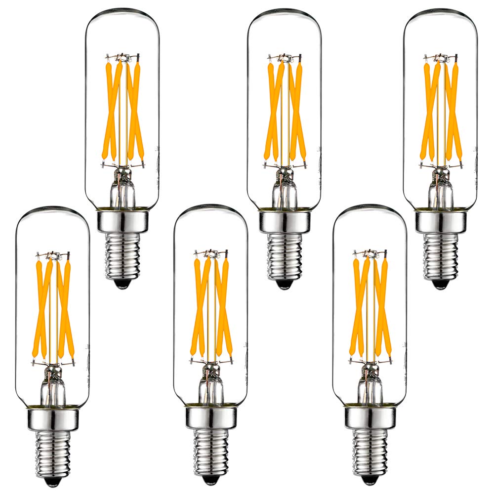 LiteHistory T6 E12 Candelabra Bulb 40 watt,Dimmable,Warm White 2700K,Clear