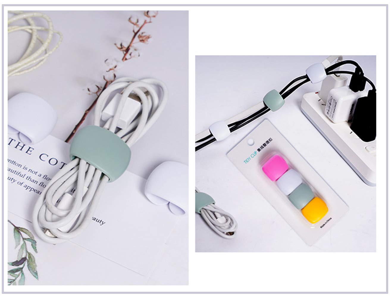 Keast 4Pcs Reusable Silicone Cord Organizer, Headphone Earphone Cable Organizer Cord Management Wrap Winder Headphone Cable Winder, Phone Charger Wire