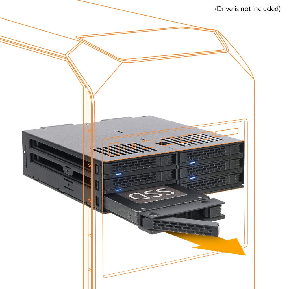ICY DOCK 6 Bay 2.5” SATA HDD / SSD Hot Swap Tool-Less Backplane Enclosure with Dual Cooling Fan for 5.25” Bay | ExpressCage MB326SP-B