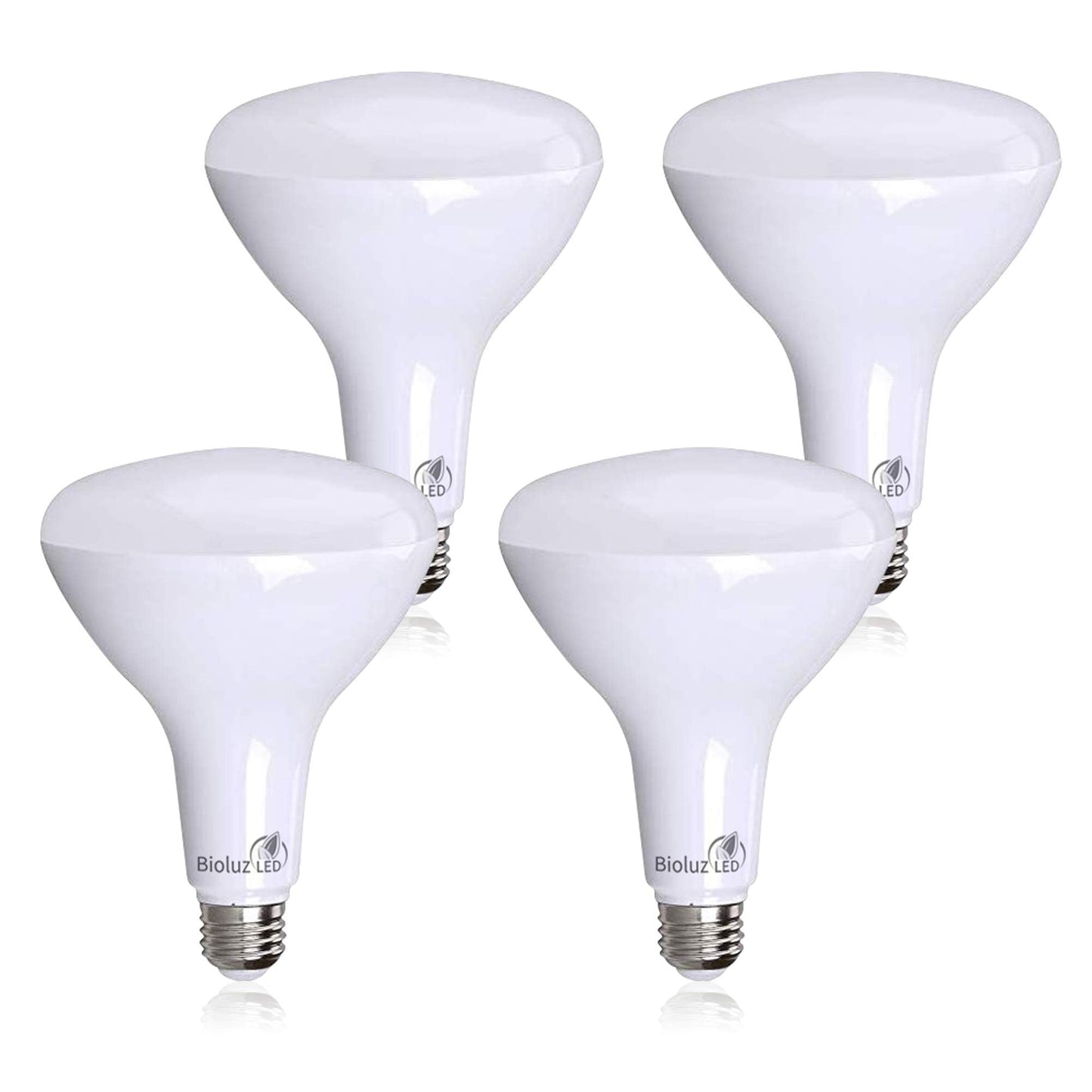 Bioluz LED 4 Pack BR40 LED Light Bulbs - Brightest Dimmable Instant ON Warm White 2700K 120W Equivalent Using 16W 1400 Lumen High CRI Indoor