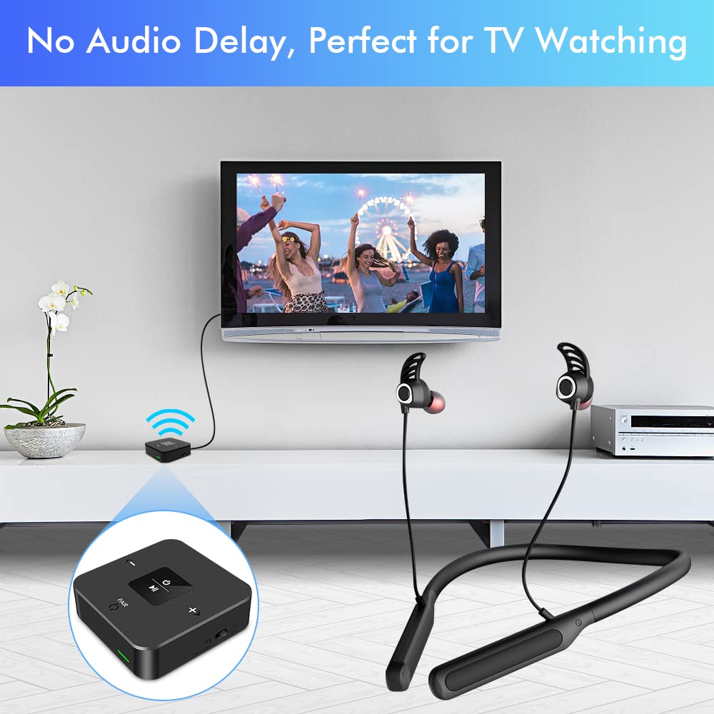 Golvery Bluetooth Headphones Transmitter for TV Watching, Neckband Wireless Stereo Earphones Earbuds Set w/Transmitter Adapter for Optical Digital RCA