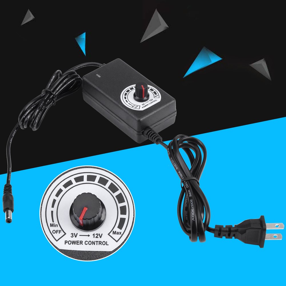 AC to DC Adapter Converter 3-12V 2A Adjustable Power Supply Motor Speed Controller with US Plug