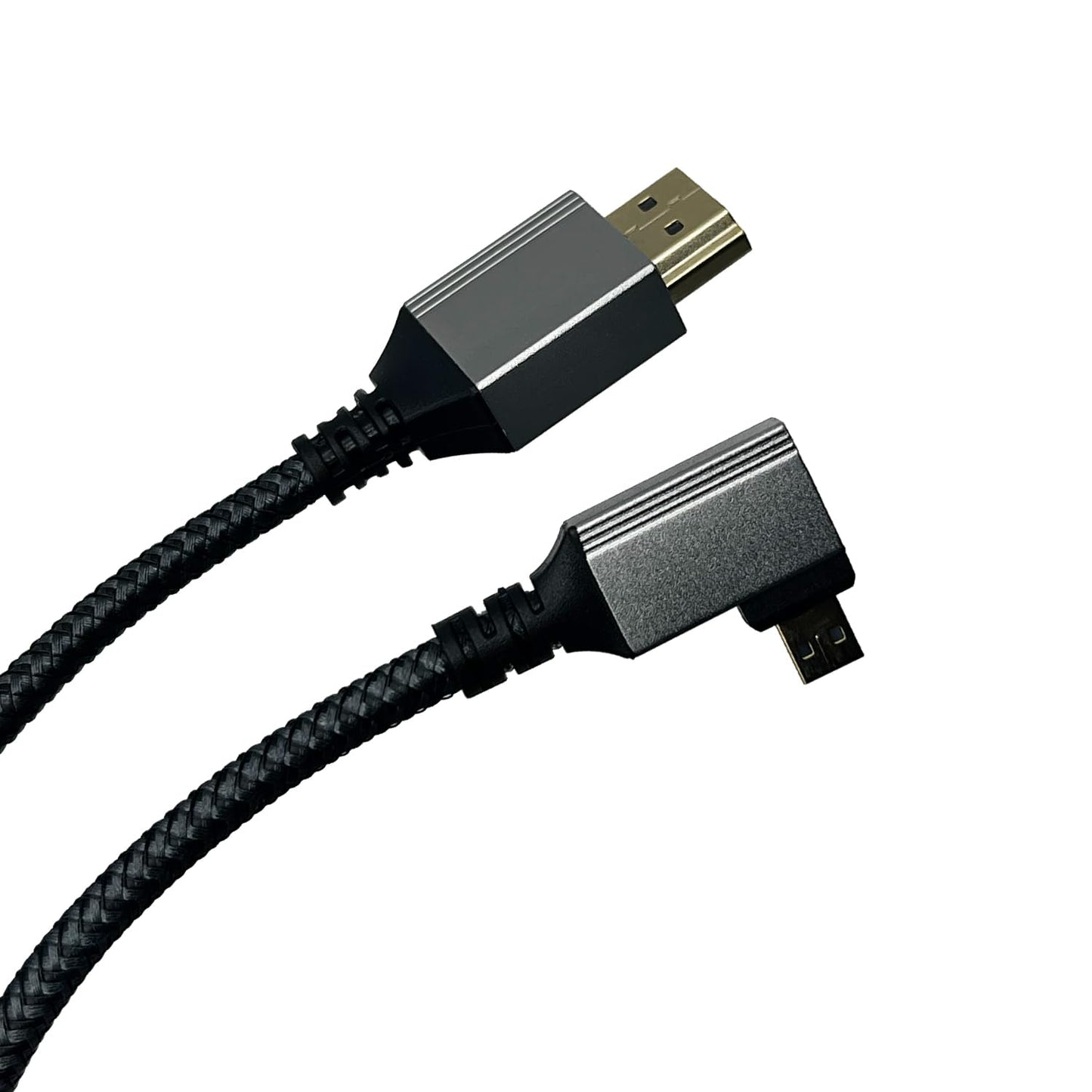Seadream Angled 4K Micro HDMI to HDMI Cable 2Pack Full HDMI to Micro HDMI Right Angled Braided Gold Plated Cord Support 3D 4K/60Hz 1080p,Aluminum