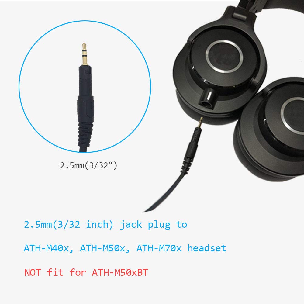 MJKOR Replacement Cable Compatible with Audio Technica ATH-M50x, ATH-M40x, ATH-M70x Headphones