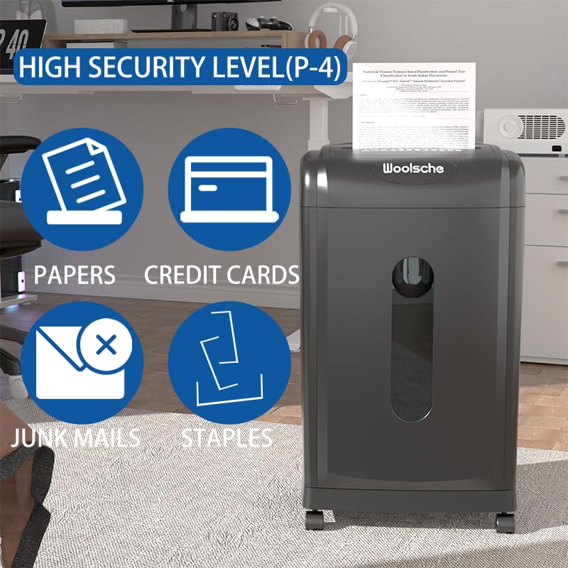 Heavy Duty Paper Shredder & Cross-Cut Document Shredder - 19-Sheet Capacity for Paper/Credit Cards, Quiet Operation with 7.93 Gal Pullout Bin