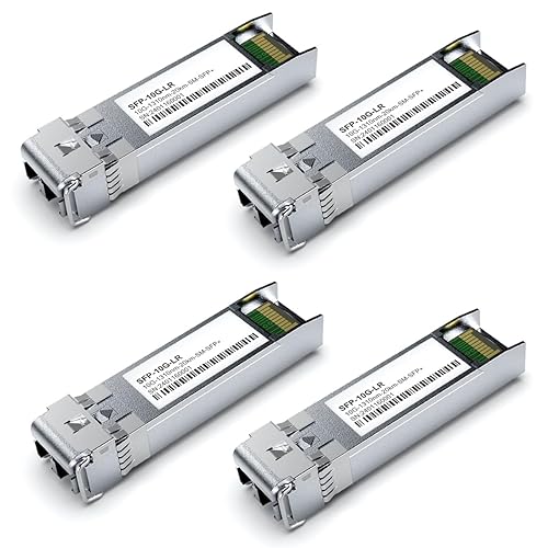 4Pack SFP+ 10GBase-LR LC Module, SingleMode 1310nm, SMF Dual LC Fiber Optic Transceiver for Cisco SFP-10G-LR, Ubiquiti UniFi UF-SM-10G, Meraki