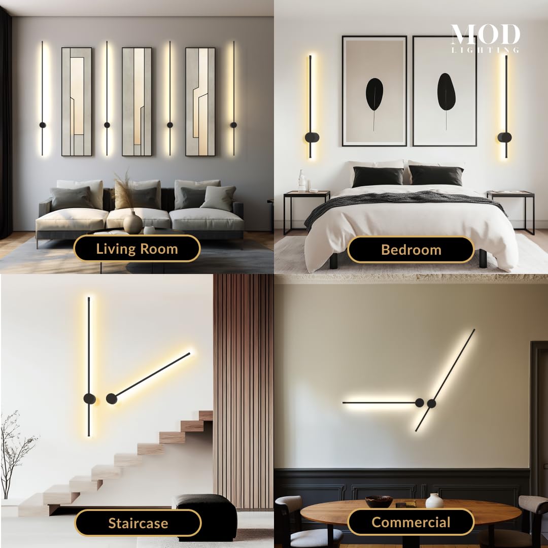 MOD LIGHTING Cadel | Modern Linear Wall Light, LED Wall Sconce Light Bar, Dimmable with Remote 3000K-6000K, 360° Angle Adjust, Indoor Wall Mount