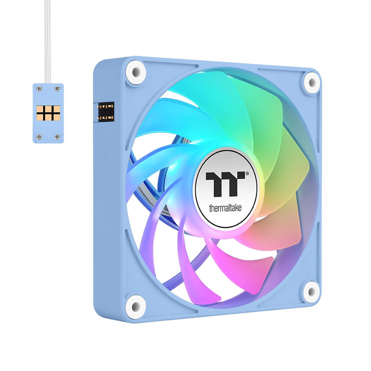 Thermaltake CT120 EX ARGB Reverse PC Cooling Fan HydrangeaBlue 3-Fan Pack, Magnetic Connection, 5V Motherboard Sync, 16.8 Million Colors 9 Addressable
